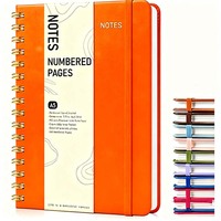 Carnets promotionnels en PU en spirale, en gros, avec pochette en cuir, ensemble de papeterie personnalisé, cadeau, carnet de réunion pour étudiants