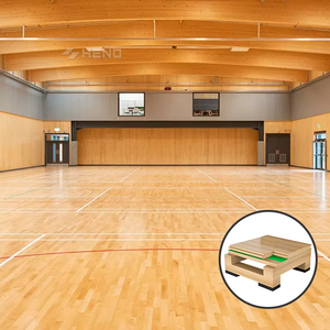 Suelo Deportivo para Cancha <span class=keywords><strong>de</strong></span> Baloncesto, <span class=keywords><strong>Madera</strong></span> Maciza <span class=keywords><strong>de</strong></span> <span class=keywords><strong>Arce</strong></span>, Sistema T&G, para Uso en Interiores, con Absorción <span class=keywords><strong>de</strong></span> Impactos - Product Image 3