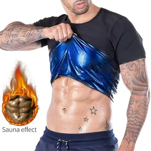 Camiseta moldeadora de calor para hombre, chaleco moldeador de cuerpo para sudor, adelgazante de cintura, trajes con efecto Sauna, Top de compresión, mangas para gimnasio