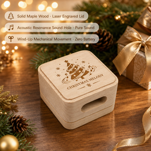 Caja de Música Navideña con Movimiento Sankyo de Madera de Arce, Grabado Personalizado, Orificio de Sonido Acústico, 18 Notas, Mecanismo de Cuerda, Melodía Festiva, Regalo Conmemorativo - Product Image 1