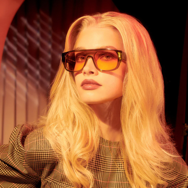 2025 Trendy Retro Flat Top Shield Shades Sunglasses Oversized Gradient Cellulose Acetate for Women Men Comfortable Blue Pink
