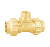 Raccord en T mâle à compression évasé forgé OMANS D12107 avec surface lisse, diamètre des trous de montage 1/2" 3/4" 1", garantie 5 ans