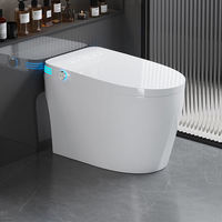 Cuvette de toilette allongée intelligente en céramique Offre Spéciale avec rinçage à jet siphon Bidet automatique et siège chauffant télécommandé-Montage au sol