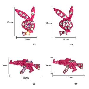 Rosa 3D cristallo pistola coniglio Punk Manicure Nail Art gioielli in lega di metallo <span class=keywords><strong>playboy</strong></span> coniglietto portaunghie adesivo decorazione adesivo - Product Image 4