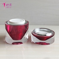 Nouveau design luxueux, pot en acrylique cylindrique pour crème de soin de la peau, emballage en plastique avec forme de bijou brillant