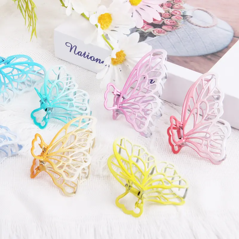 Summer metal butterfly Girl hairpin Shark clip New hairstyle large grip