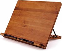 Support de livre de recettes en bambou moyen, plateau réglable pour livres et pinces à papier – Support de livre de recettes à 4 positions