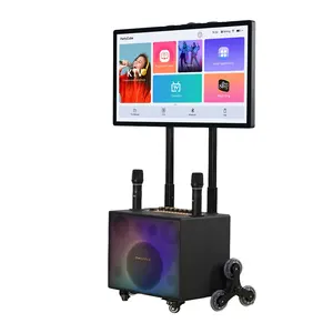 Penjualan Laris Pabrik Speaker Portabel Nirkabel Bluetooth Luar Ruangan Mesin Karaoke Pesta Portabel dengan Layar Pintar