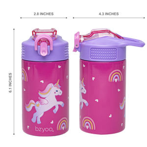 Botella de agua sostenible para la escuela secundaria para niños Hydropal Unicorn 15,5 oz Acero inoxidable BPA Tipo de pajita ecológica - Product Image 2