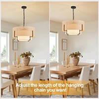 Lampe suspendue minimaliste d'usine pour salon, hôtel, restaurant, abat-jour en rotin, forme ronde
