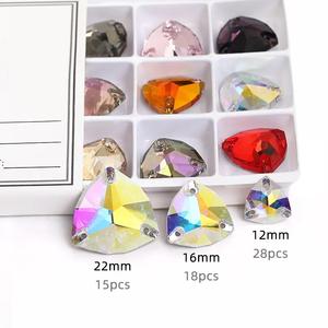คริสตัลแก้ว 3 มิติ คุณภาพสูง รูปทรงสามเหลี่ยมอ้วน 21 เหลี่ยม แบบหลังแบน เย็บติดได้ สำหรับงานตกแต่งเสื้อผ้า งานฝีมือ DIY - Product Image 3