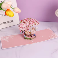 Aanpasbare 3D Fee Sakura Halve Maan Kaart voor Verjaardag Valentijnsdag Bruiloft Afstuderen Cadeau 3D Wenskaarten