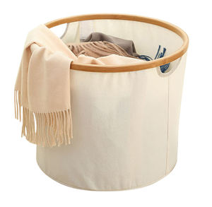 <span class=keywords><strong>Cesta</strong></span> de lavanderí<span class=keywords><strong>a</strong></span> plegable circular de bambú al por mayor para recoger toallas y ropa sucia - Product Image 1