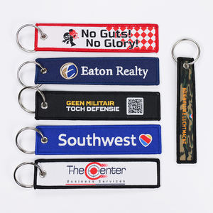 Porte-clés promotionnel en tissu pour voiture et moto, personnalisé avec texte double face et logo brodé - Product Image 3