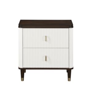 Carena White And Brown Nightstand With Usb Ports Modern Bedroom Storage <b>Drawer</b> Cabinet - Product Image 1