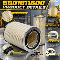 Komatsu 600-181-1600 Rakitan Filter Udara Mesin Efisiensi Tinggi untuk Sistem Asupan Udara Diesel Peralatan Berat