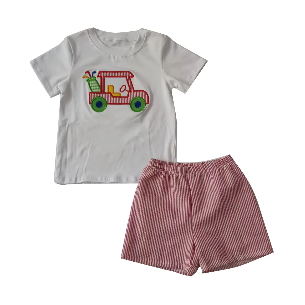 Maxine Fabrikant Custom Zacht T-Shirt Korte Mouw Gebreide Shirts Kids Boy Kleding Sets