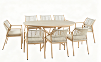 Ensemble de table et chaises de jardin en métal moderne avec cordage, pour hôtel et extérieur, fourni directement par l'usine