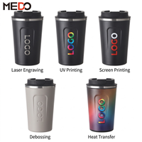 Tasses à café isothermes personnalisées en acier inoxydable de 13 oz et 17 oz avec bouteilles d'eau jaunes isolées sous vide pour le camping