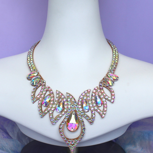 Elegante moda AB brillante Rhinestone cristal suave cuero clavícula collar cadena accesorios de joyería para mujeres - Product Image 1