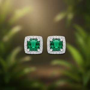 Pendientes de tuerca con corte esmeralda verde E2528 para mujer, joyería geométrica clásica de aleación, pendientes de moda para fiesta. - Product Image 2