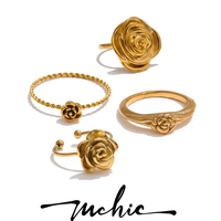 Bague en acier inoxydable XY 1446 en forme de rose, design métallique torsadé et tissé, hypoallergénique, bijoux pour un usage quotidien