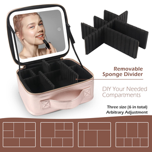 Organiseurs de maquillage pour femmes, boîtes de rangement, sacs, petite trousse de beauté de voyage, miroir intelligent à lumière LED, étui cosmétique - Product Image 4