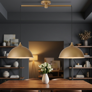 Lámpara Colgante de Doble Cúpula Metálica para Isla de Cocina, Mesa de Comedor e Interiores Residenciales Contemporáneos - Product Image 3