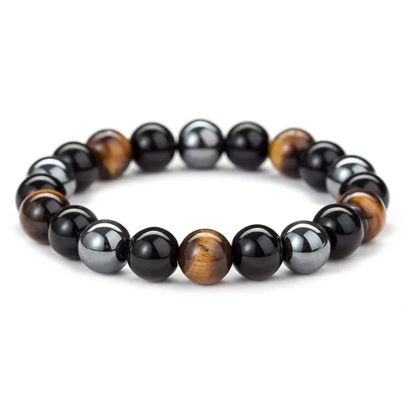 Gelang Manik-manik Hematite Obsidian Mata Harimau Alami, Perhiasan Kesehatan Magnetik Kesehatan Pria dan Wanita