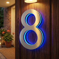 Numéros de maison 3D modernes en acier inoxydable, personnalisés, étanches, rétroéclairés par LED ou non, panneaux d'adresse en métal pour extérieur