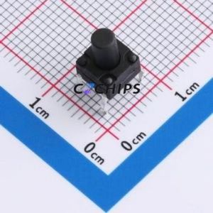 TSW06111-090B331BA Tactile Switch Through hole-4P,6.1x6.1mm Switch Single Pole Single Throw Round Button 1.8N 6.1mm - Product Image 1
