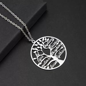 Un pezzo di personalizzazione in acciaio inox felicità albero dei membri del <span class=keywords><strong>nome</strong></span> della famiglia 18K placcato oro vita albero collana alla moda - Product Image 5