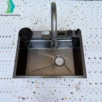Évier de cuisine multifonctionnel en acier inoxydable intelligent de luxe moderne avec affichage LED et cascade, fabriqué par le fabricant