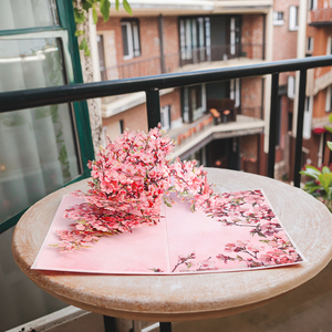 Nouvelle Arrivée Créative : Carte de Vœux Pop-up 3D Fleur de Cerisier avec Espace pour Message, Idéale pour Anniversaires, Mariages, Bénédictions - Product Image 4