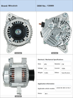 Alternateur de voiture LEX US RX 300 3.0 V6 1MZtoFE 01.1999-12.2003 TOY OTA Highlander 3.0 1MZtoFE 01.2001-12.2003 13806N