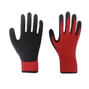 Hersteller Polyester Arbeits schutz Latex Sandy Coated Arbeits handschuhe