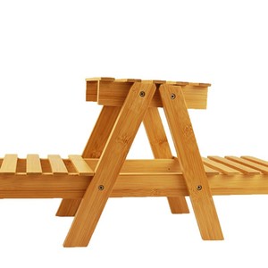 Bamboo Plant <b>Stand</b> Multi Functional Folding Freestanding Rectangle Indoor Outdoor Succulent Flower <b>Pot</b> Display Shelf - Product Image 2