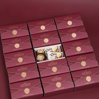 Boîte à dragées de mariage oblongue haut de gamme auto-élevante en matériaux recyclés rouge 12,5*4,5*6,7 cm, personnalisable, vente en gros RTS