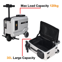 Valise scooter électrique sans air avec roues pleines, batterie au lithium amovible, capacité 30L, taille 20 pouces
