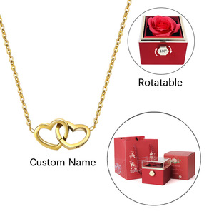 Qiuhan OEM/ODM caja de embalaje de joyería superficie giratoria con nunca se desvanecen flores rosas regalo de boda - Product Image 6