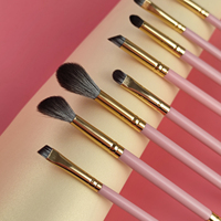 GRACEDO – Lot de 8 pinceaux de maquillage bleus pour les yeux et le visage, double embout, logo personnalisé, pinceaux professionnels pour le visage et le correcteur