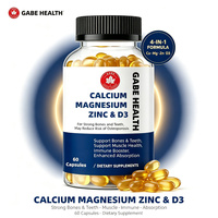 Capsules de calcium, magnésium, zinc et vitamine D3 en marque privée OEM, 60 gélules molles, complexe minéral 4 en 1 pour les os, les dents, les muscles et le système immunitaire, personnalisable