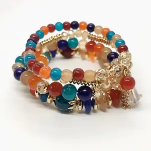 Custom Relastionship Friendship Fashion Energy Turquoise Stone Natural Crystal charms beads Bracelet