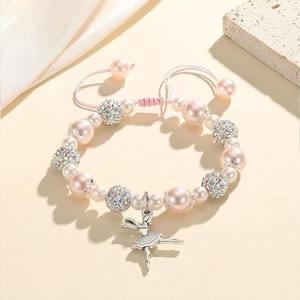 Nueva serie rosa de moda, <span class=keywords><strong>pulsera</strong></span> de graduación de perlas de imitación, colgante de bailarina, <span class=keywords><strong>pulsera</strong></span> ajustable para niña, regalos de actuación de baile - Product Image 5