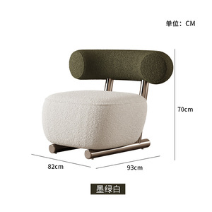Italian Style Single Sofa Chair Lamb Wool Modern Chaise Lounge Living Room Designer Furniture - Product Image 6