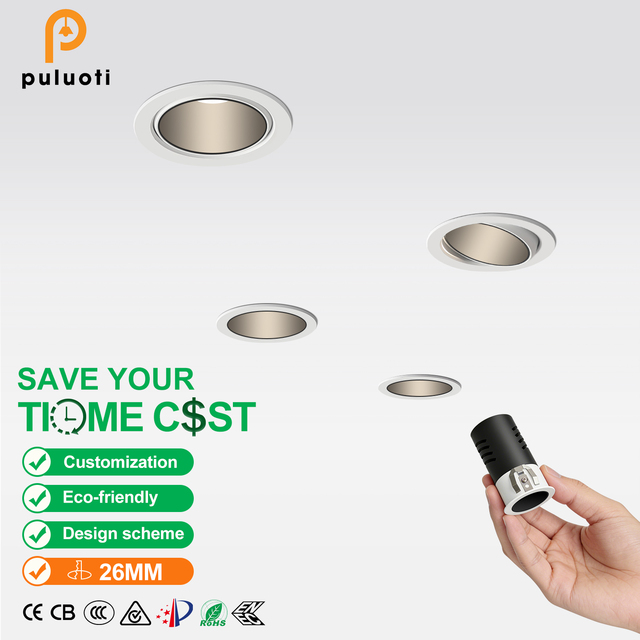 3W Ultra Slim LED Light Flush Mount D29mm*H67mm 26mm Cut Out Hole CCT Adjustable Beam for Office Living Room Ceiling Lighting