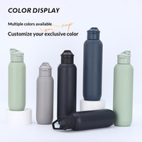 Bouteille d'eau sport portable d'extérieur en acier inoxydable 304 à double paroi isolée sous vide avec poignée, isolation thermique 12-24 heures