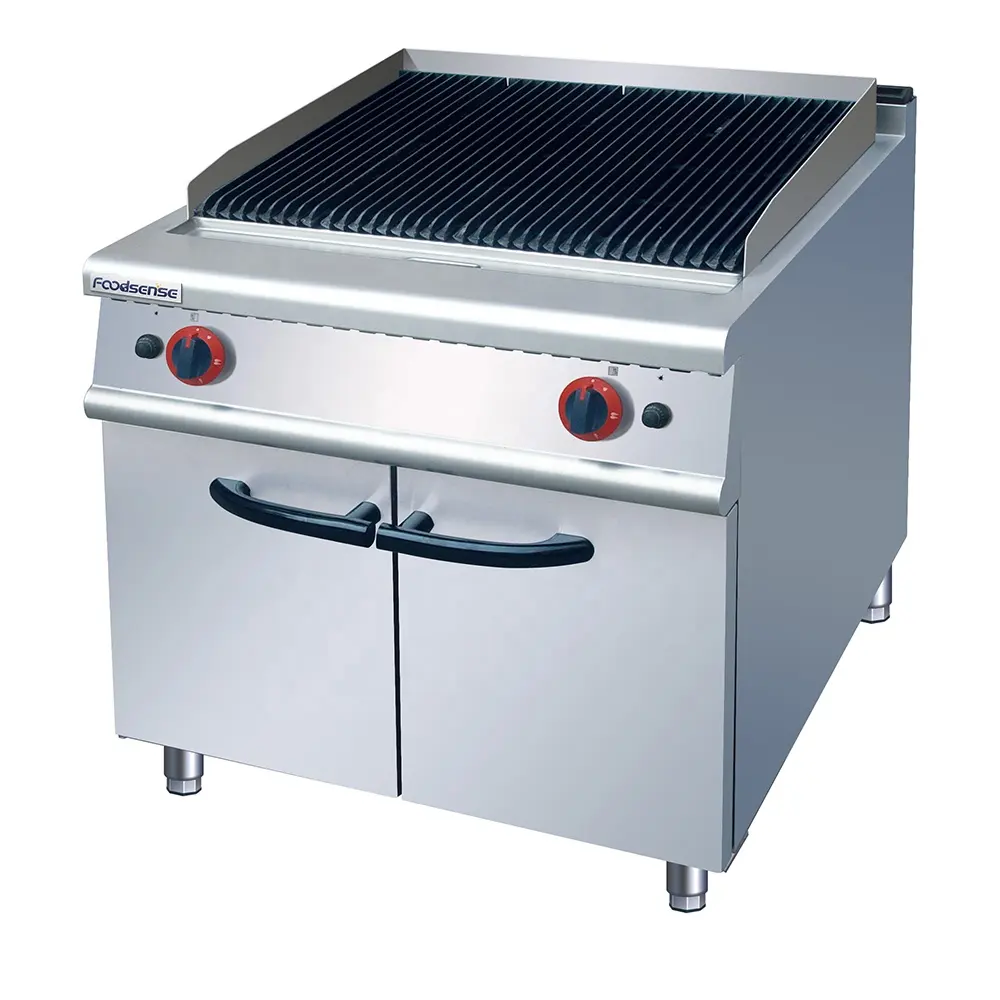Professional Commercial Restaurant Bbq Kitchen Grill Gas Lava Rock Grill With Cabinet