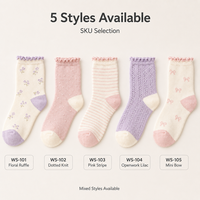 Lot de 5 paires de chaussettes ras du cou en mélange de coton pour femmes, motif floral mignon, respirantes, tendance, avec logo personnalisé, OEM, marque privée