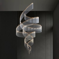 Grand projet de décoration intérieure personnalisé Long lustre en verre Hall d'hôtel Villa Escalier Grand lustre LED suspendu
